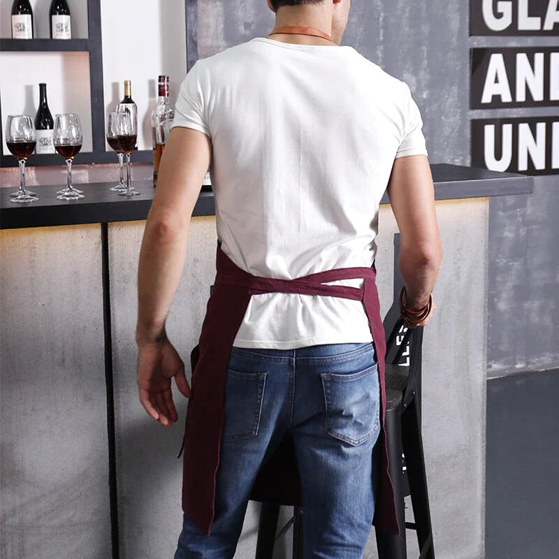 Tablier en Lin et Cuir